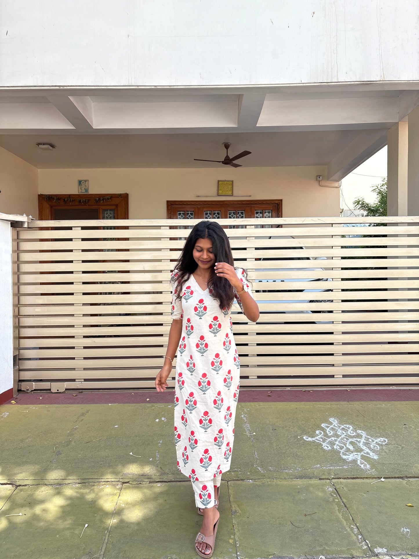 NY 555 Cotton flex kurti with elbow puff sleeves