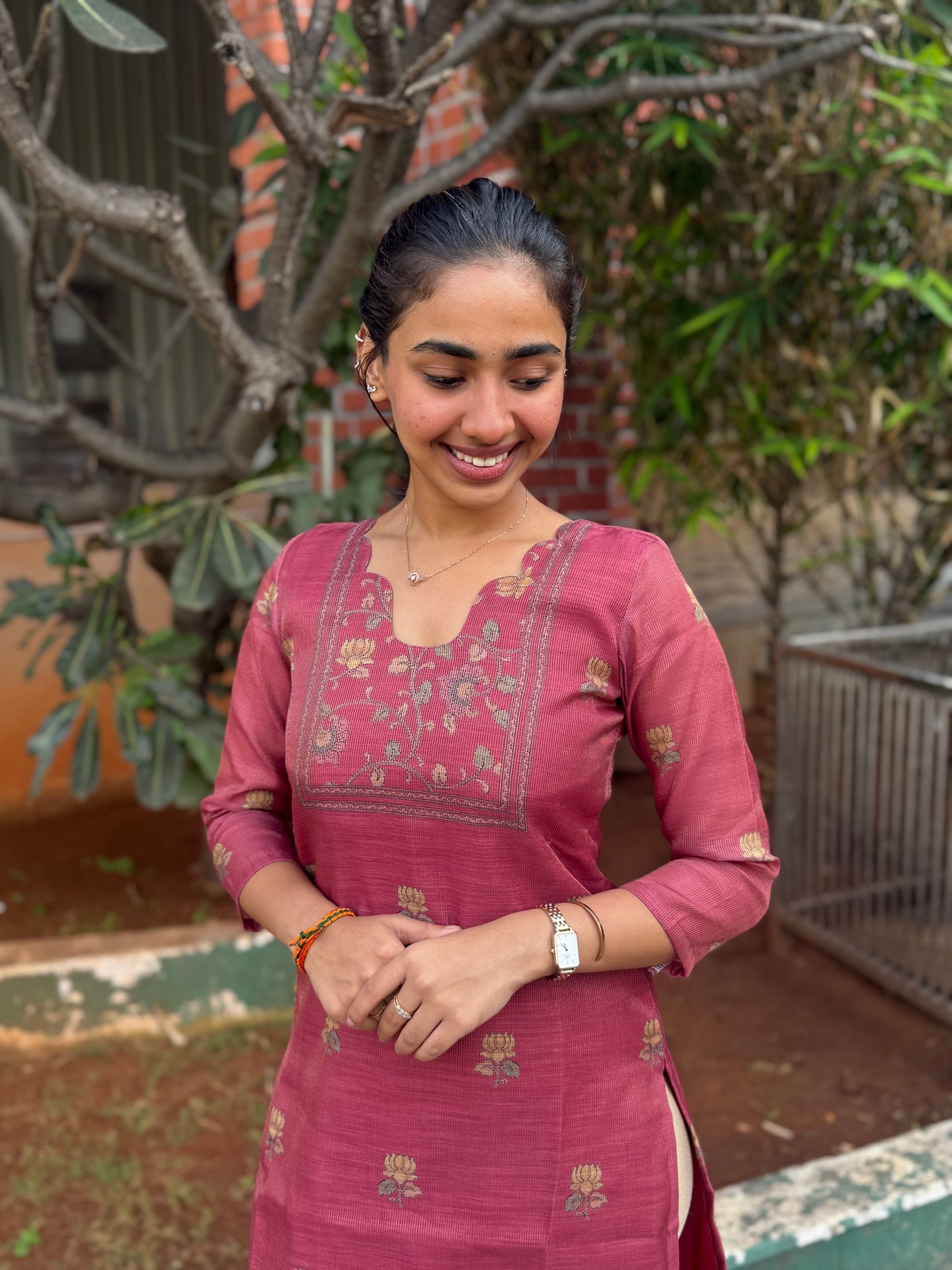 NY 503 Elegant Tissue Kurti with 3/4th sleeves