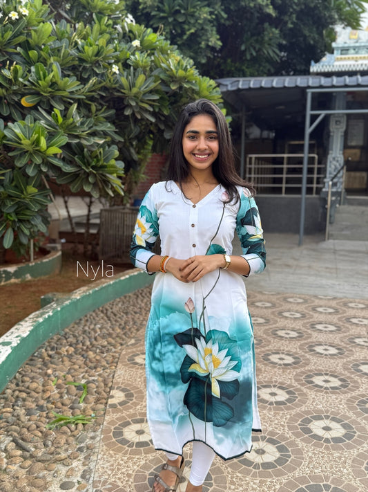 NY 448 Elegant Linen cotton Kurti with 3/4th sleeves