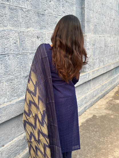 NY 543 Elegant Hakobha kurti set with kantha duppatta