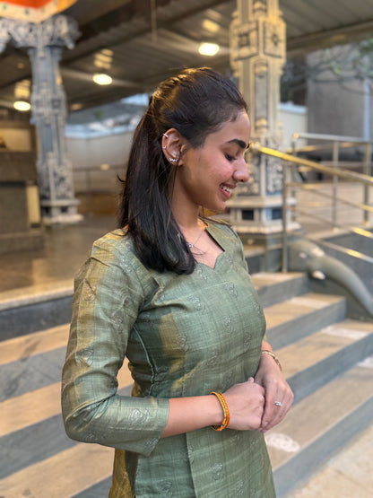 NY 504 Elegant semi tussar Kurti with 3/4th sleeves