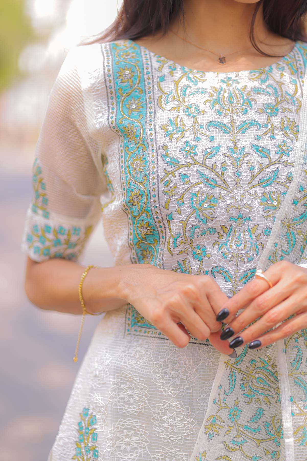 Elegant Kota hakobha kurti with elbow sleeves