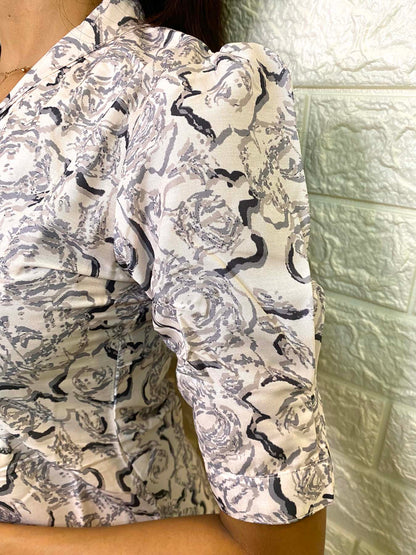 Elegant marble print Muslin with elbow sleeves