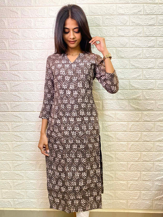 Elegant Linen  handblock cotton with 3/4th sleeves