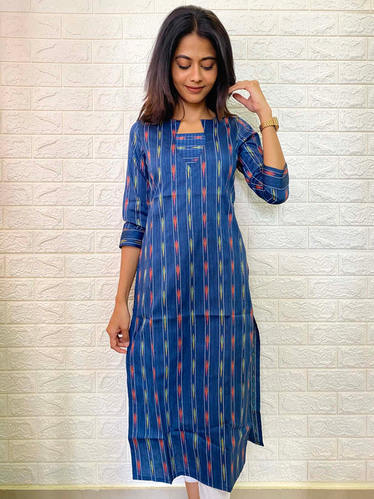Elegant pure Cotton denim kurti with 3/4th sleeves
