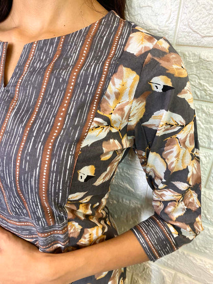 Elegant Pure Cotton kurti set with 3/4th sleeves