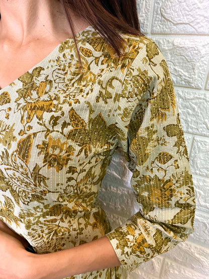 Elegant Kantha Cotton kurti with 3/4th  sleeves
