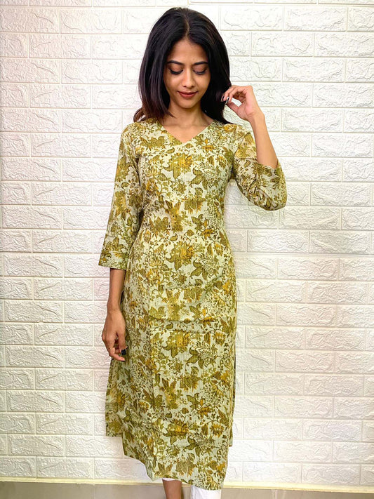 Elegant Kantha Cotton kurti with 3/4th  sleeves
