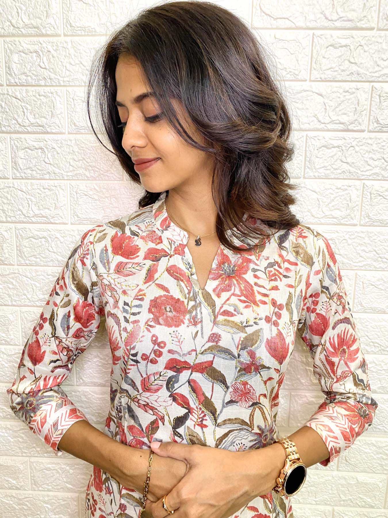 Elegant Rayon with foil print  with 3/4th sleeves