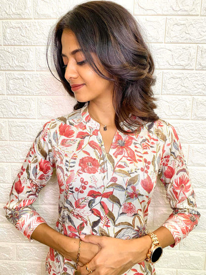 Elegant Rayon with foil print  with 3/4th sleeves