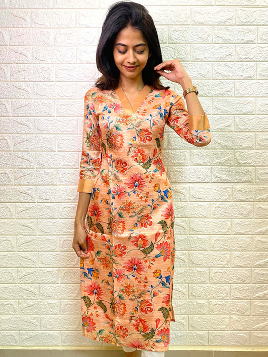 Elegant Kollam silk kurti with 3/4th sleeves