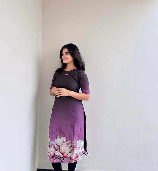 Elegant Ombre Muslin kurti with elbow sleeves