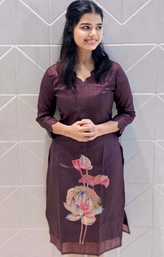 Elegant Semi tussar Kurti with 3/4th sleeves