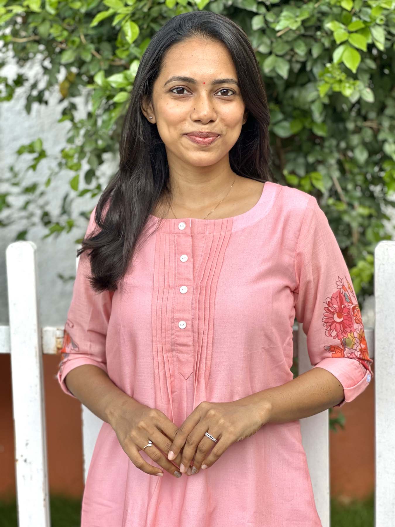 Elegant Cotton A line kurti with 3/4 sleeves (lining attached)