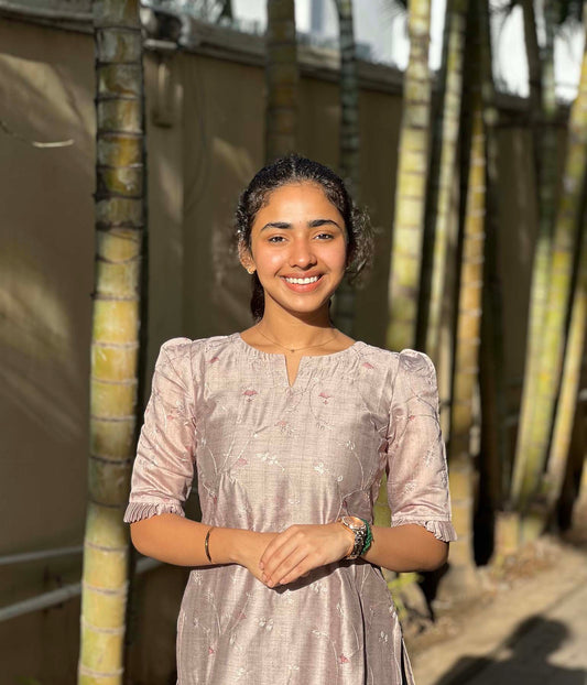 Elegant Embroidery kurti with elbow puff sleeves