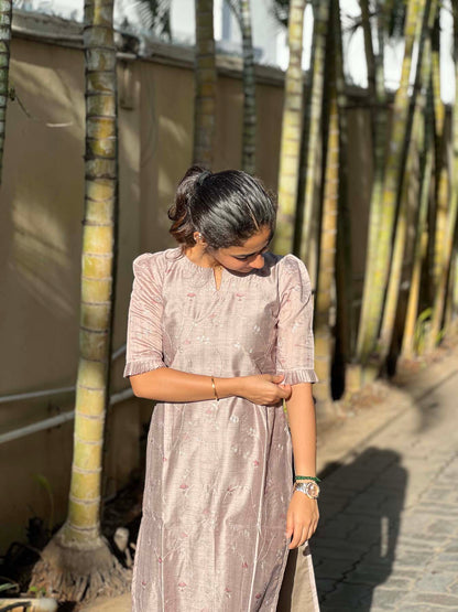 Elegant Embroidery kurti with elbow puff sleeves