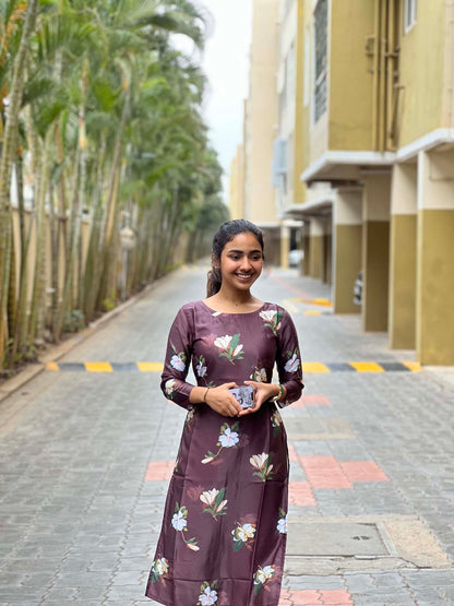 Elegant floral Print kurti with 3/4th sleeves