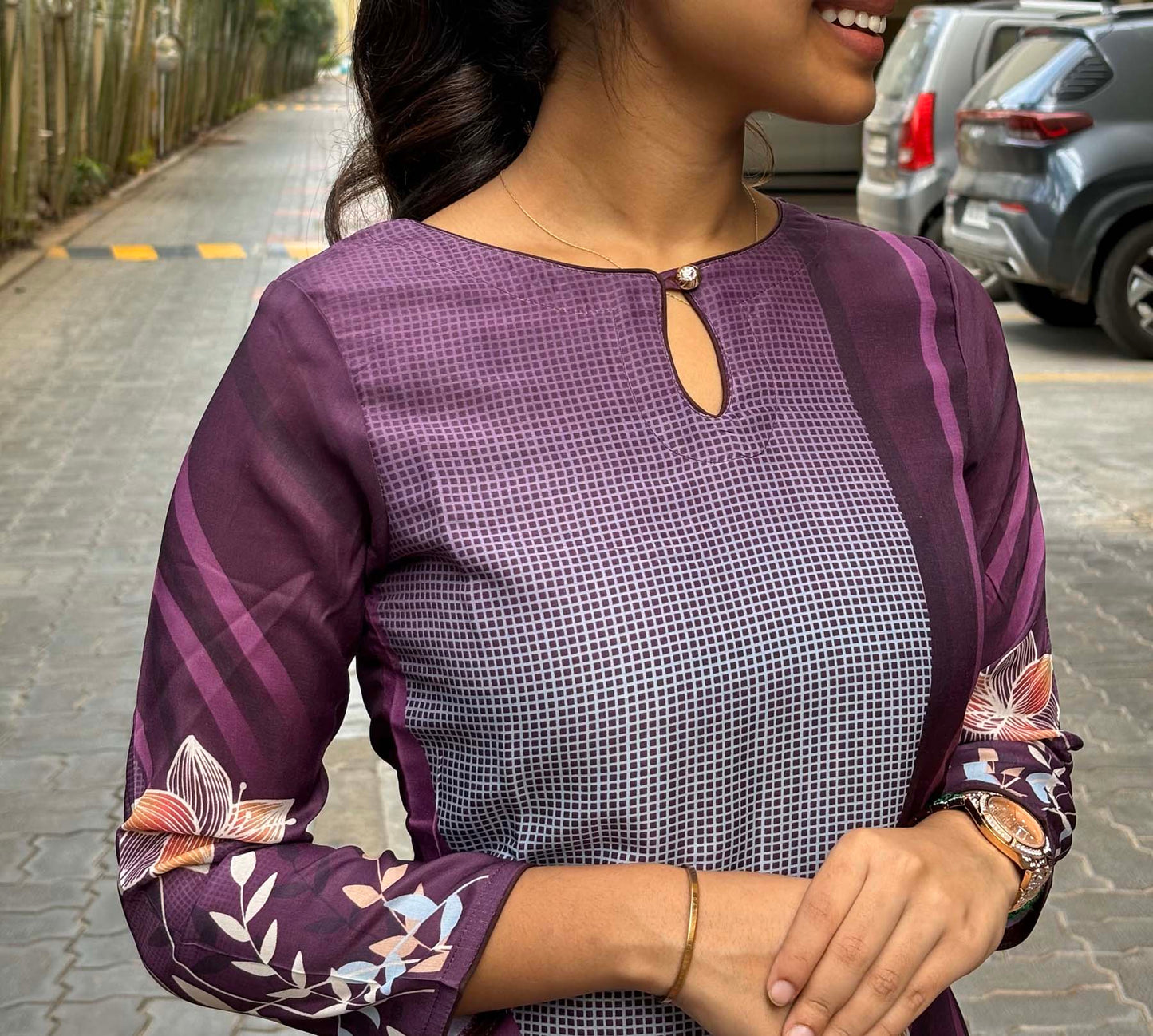 Elegant Muslin kurti with 3/4th sleeves