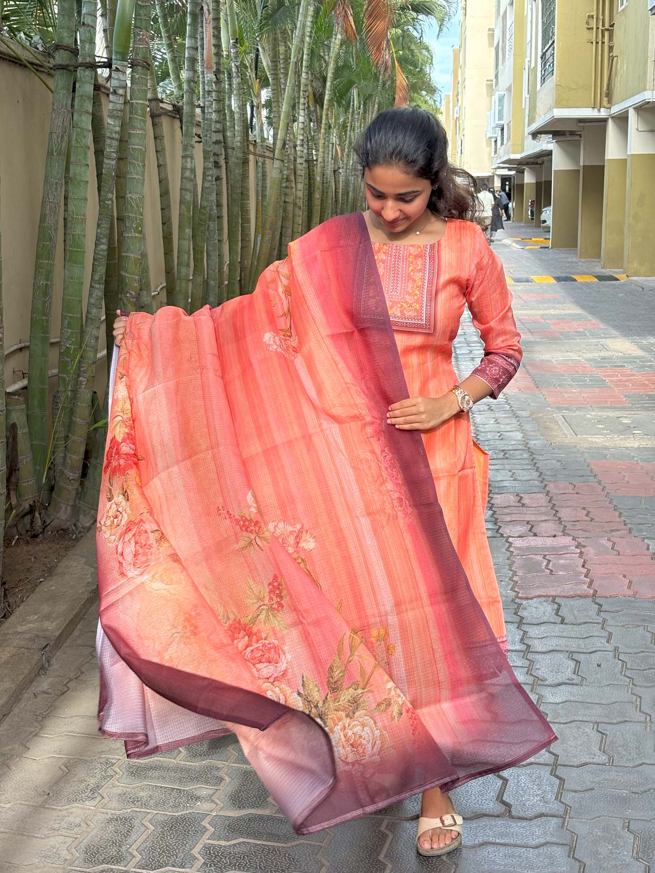 Elegant kurti with 3/4th sleeves