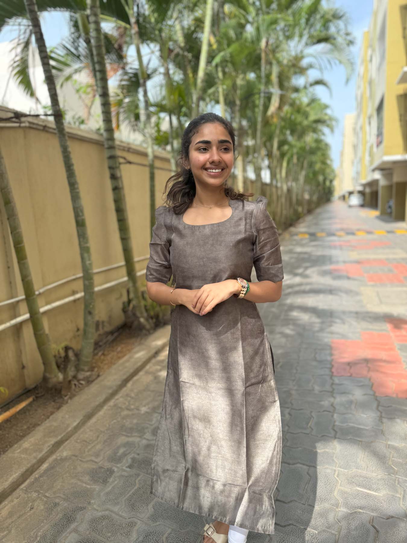 Elegant Cotton Chanderi with elbow sleeves