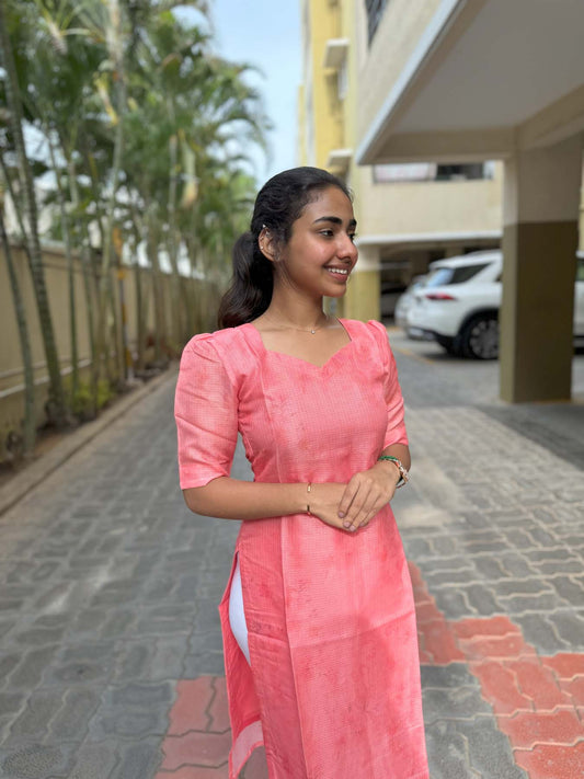 Elegant kota kurti with elbow puff sleeves