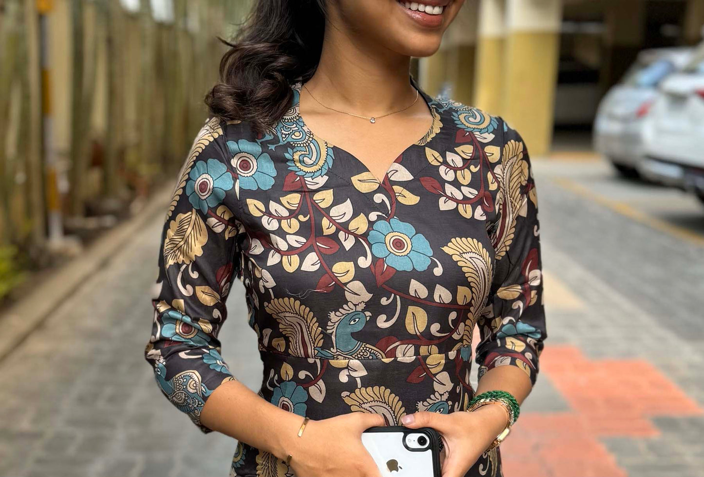 Elegant Kalamkari Silk with 3/4th sleeves