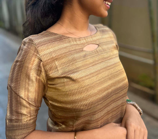 Elegant Chanderi silk with elbow  puff sleeves