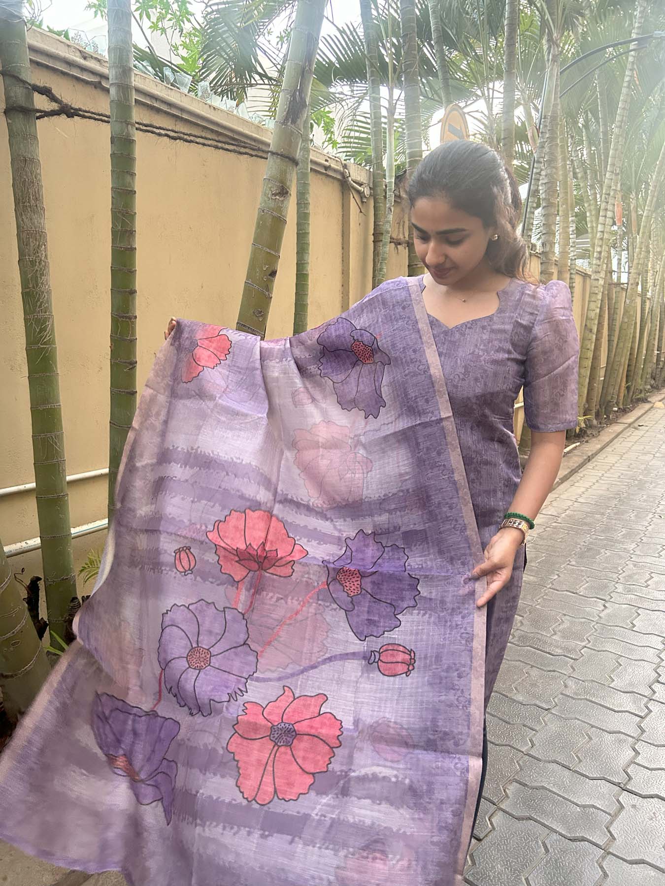Elegant Chanderi silk with elbow  puff sleeves