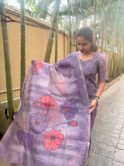 Elegant Chanderi silk with elbow  puff sleeves