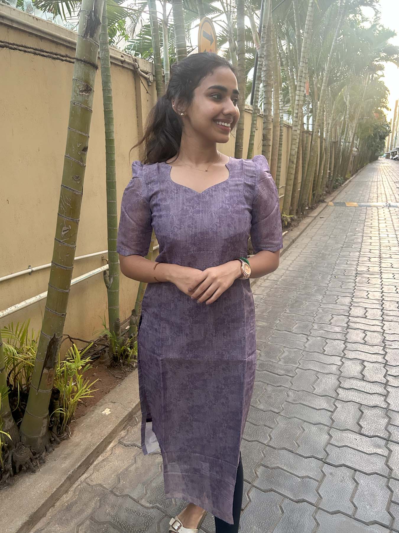 Elegant Chanderi silk with elbow  puff sleeves