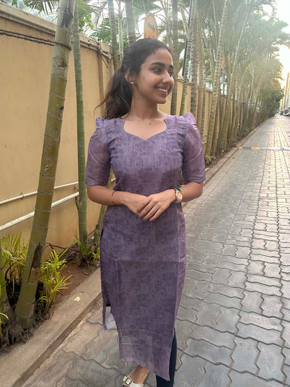 Elegant Chanderi silk with elbow  puff sleeves