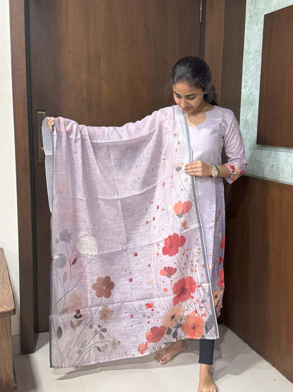 Elegant Linen kurti with 3/4th sleeves