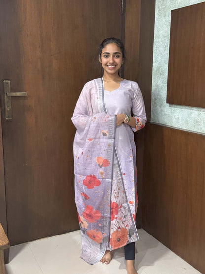 Elegant Linen kurti with 3/4th sleeves