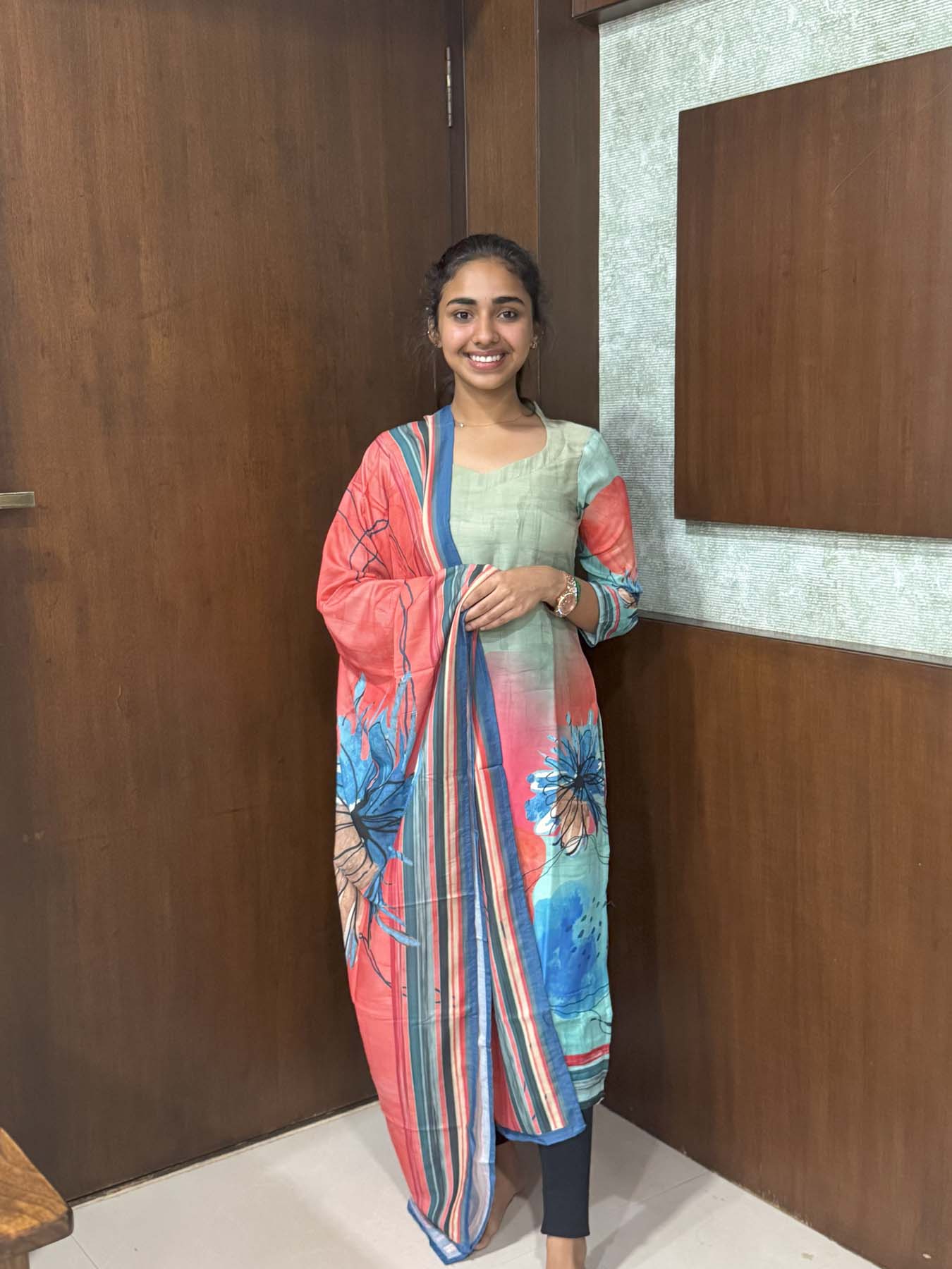 Elegant Muslin kurti with 3/4th sleeves