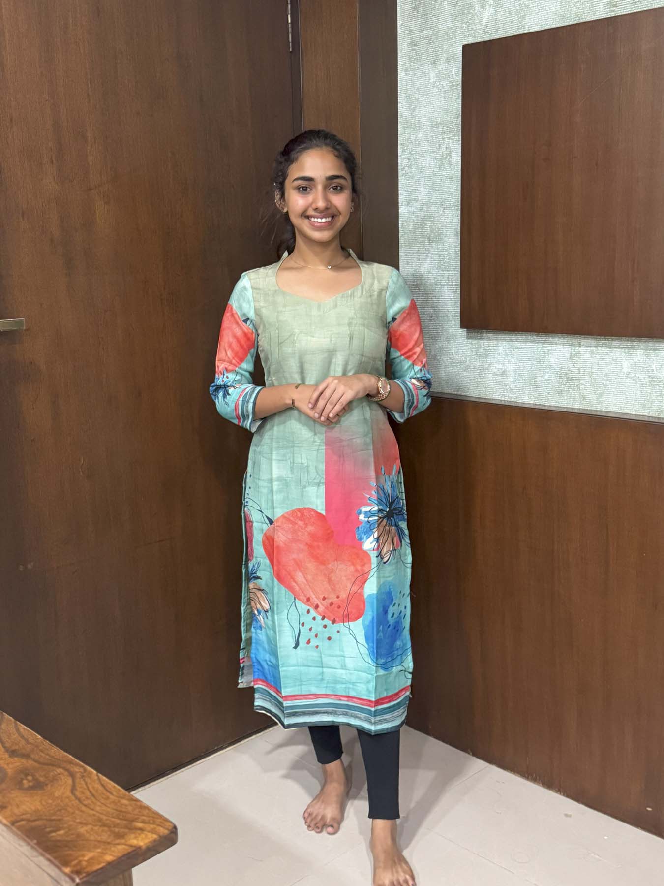 Elegant Muslin kurti with 3/4th sleeves