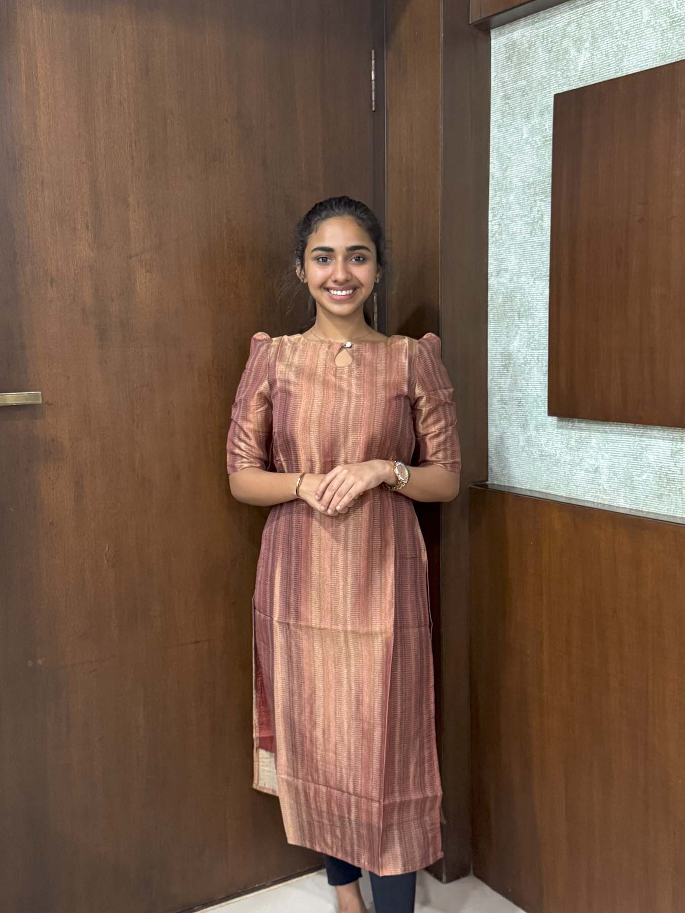 Elegant Soft organza kurti with elbow sleeves