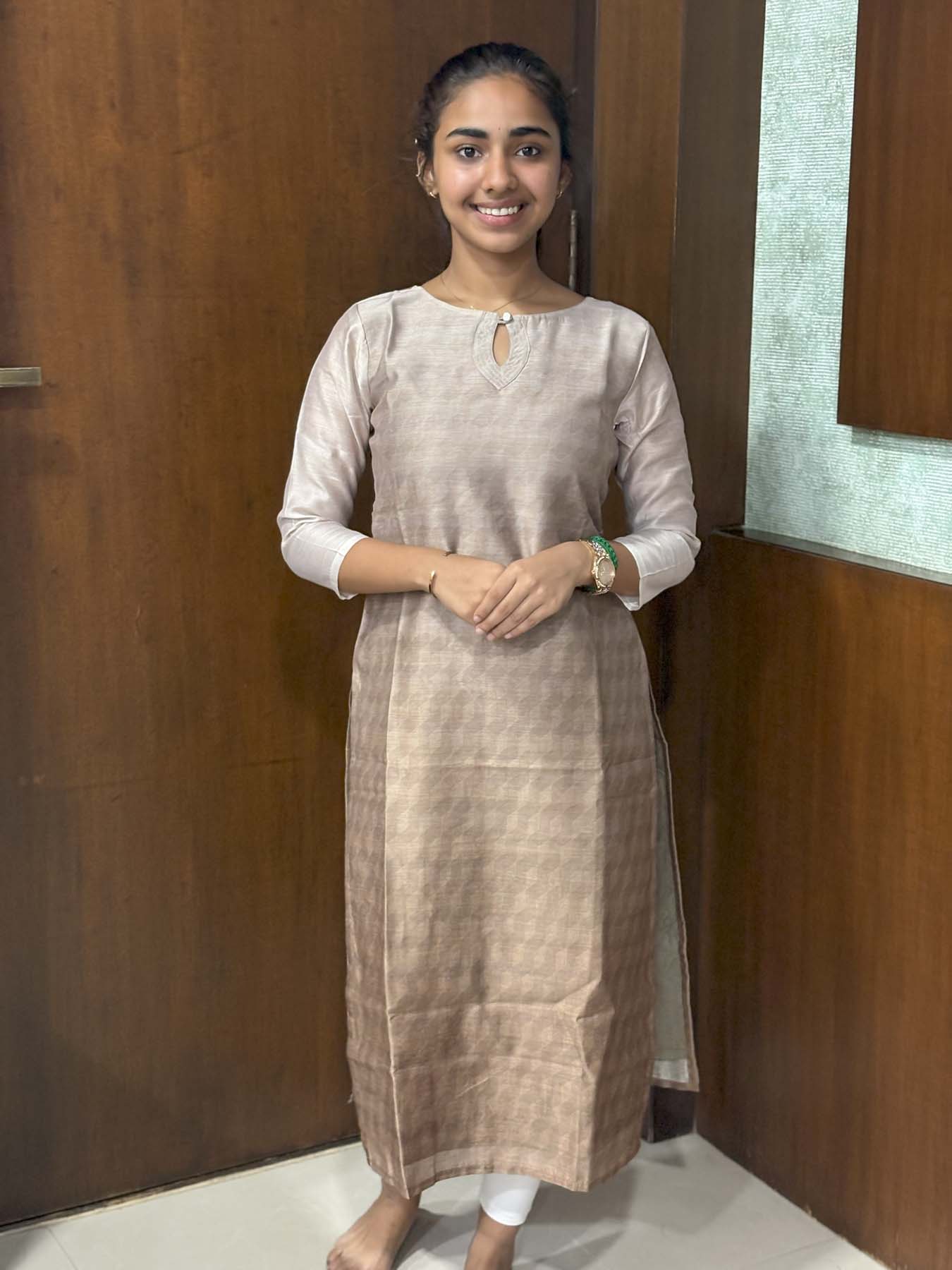 Elegant Cotton Chanderi Ombre kurti with elbow sleeves
