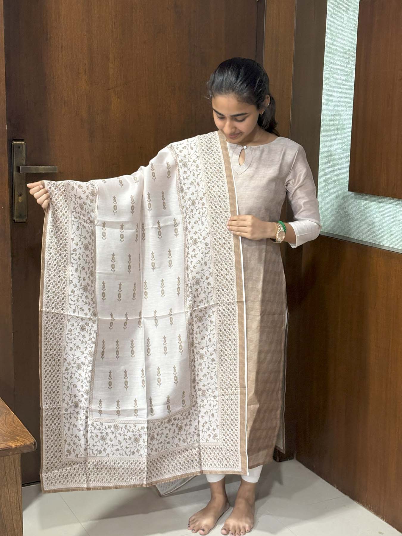 Elegant Cotton Chanderi Ombre kurti with elbow sleeves
