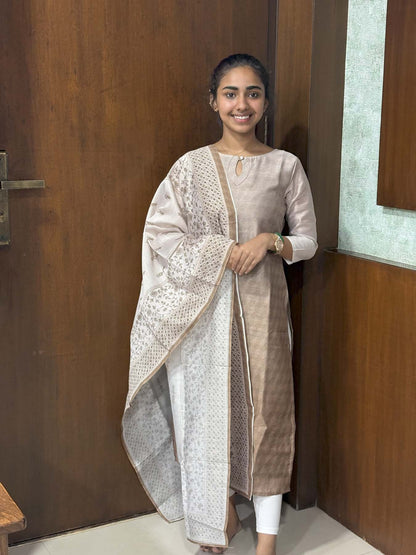 Elegant Cotton Chanderi Ombre kurti with elbow sleeves