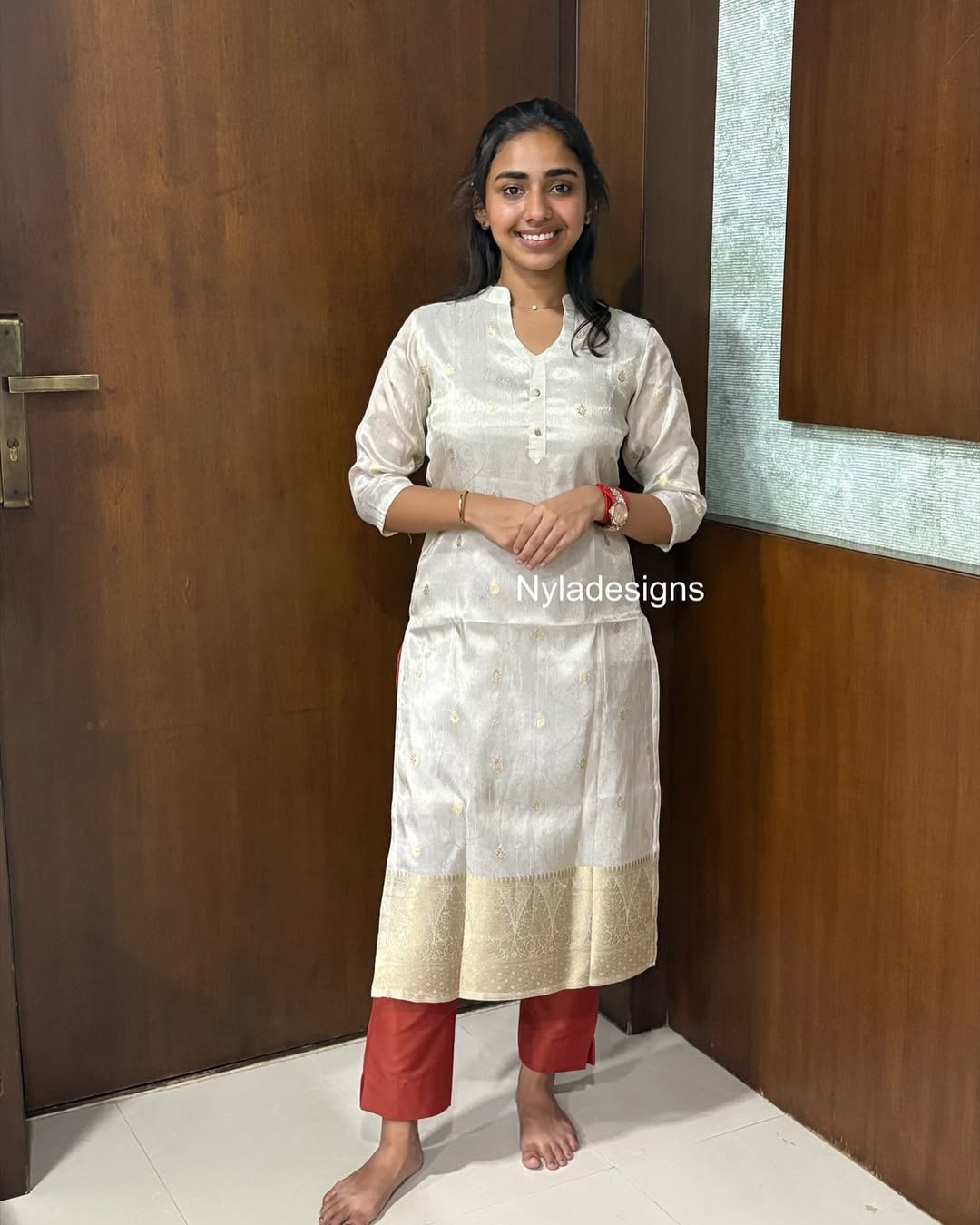 Elegant Premium Tissue Silk kurti with 3/4th sleeves