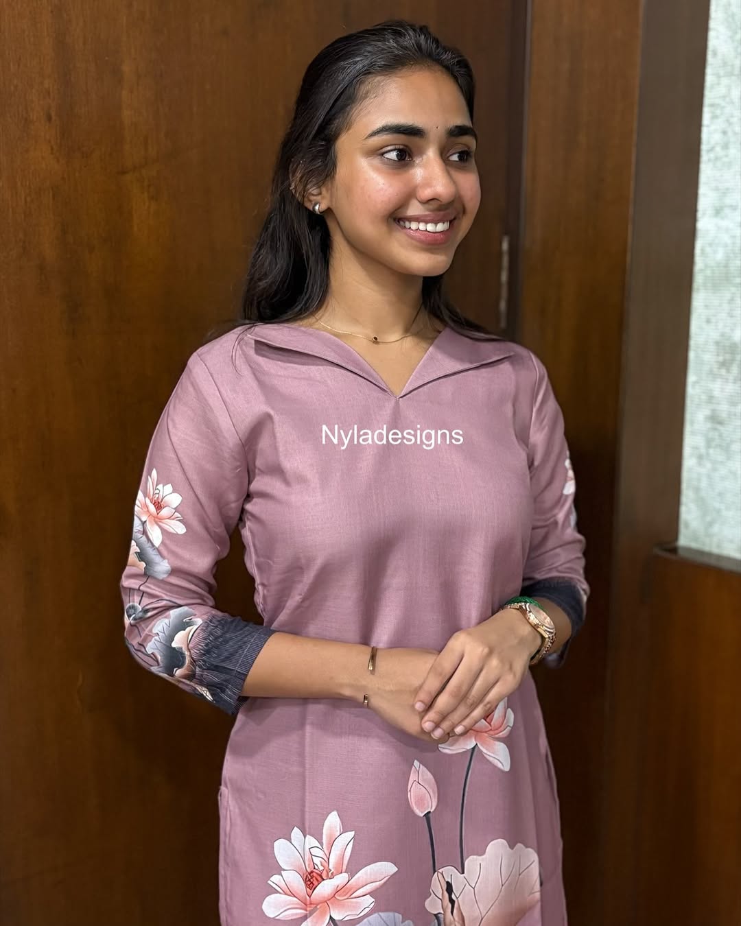 Elegant Linen cotton kurti with 3/4th sleeves