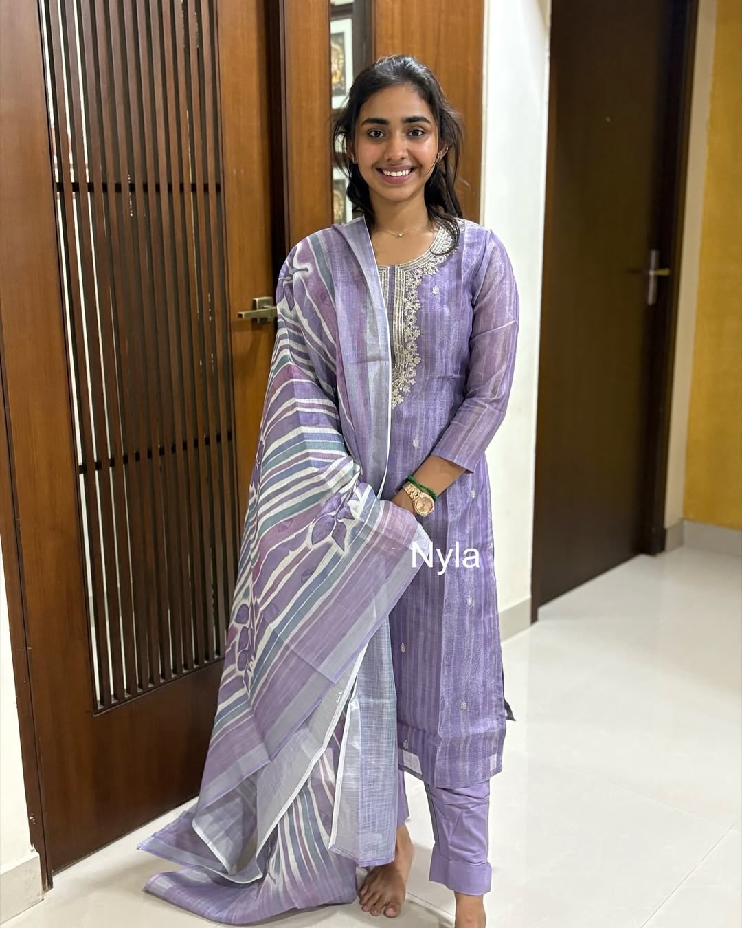 Elegant Premium Tussar silk  kurti with embroidery and 3/4th sleeves