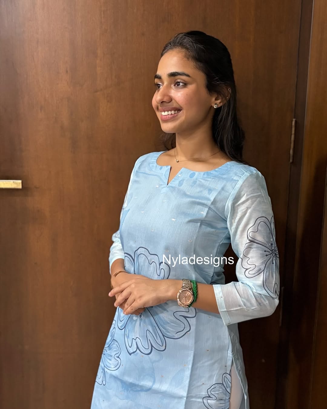 Elegant Chanderi kurti with 3/4th sleeves