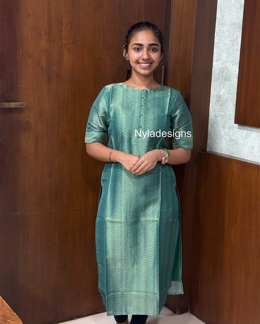 Elegant Chanderi kurti with elbow sleeves