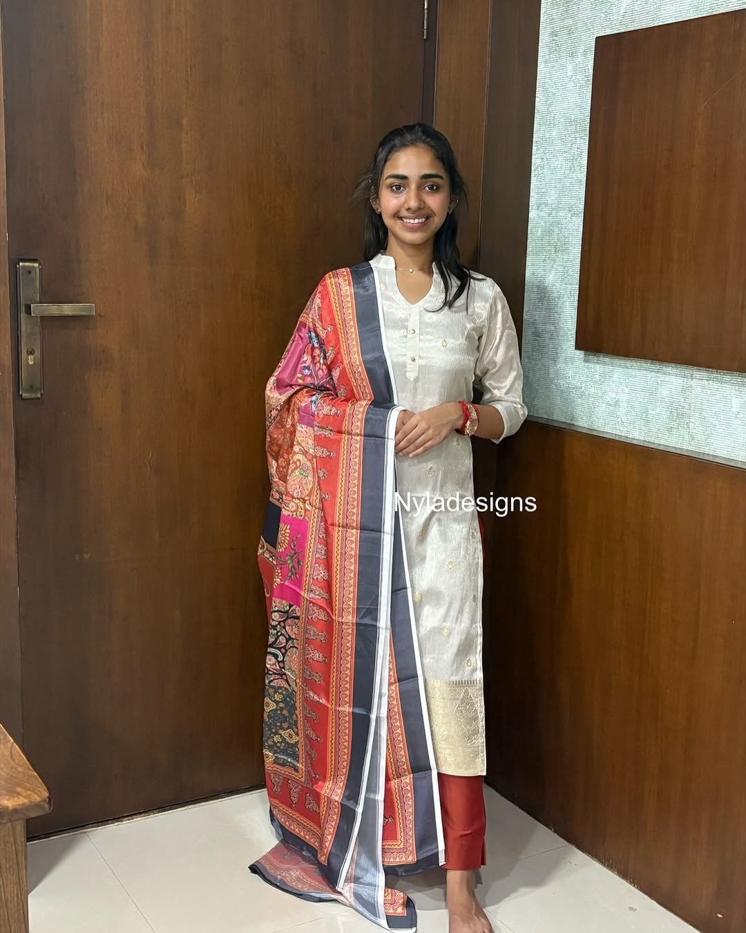 Elegant Premium Tissue Silk kurti with 3/4th sleeves