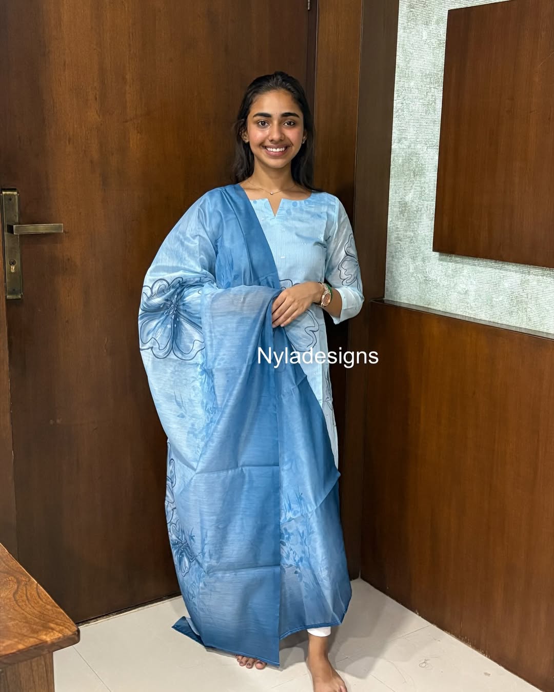 Elegant Chanderi kurti with 3/4th sleeves