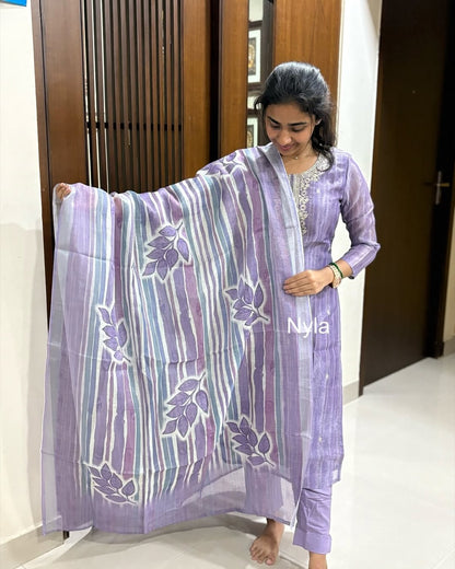 Elegant Premium Tussar silk  kurti with embroidery and 3/4th sleeves