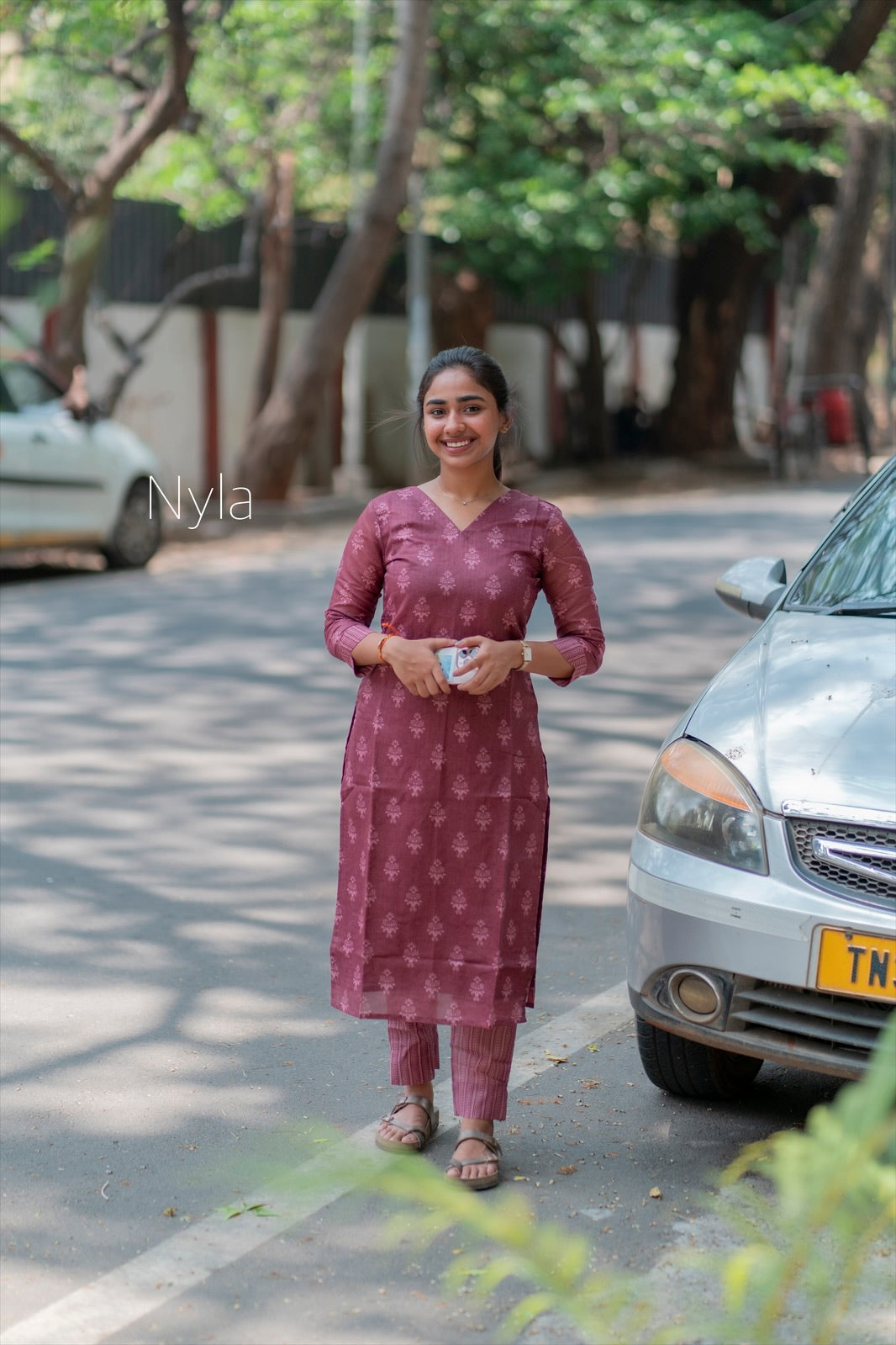 Elegant Chanderi cotton kurti with 3/4th sleeves