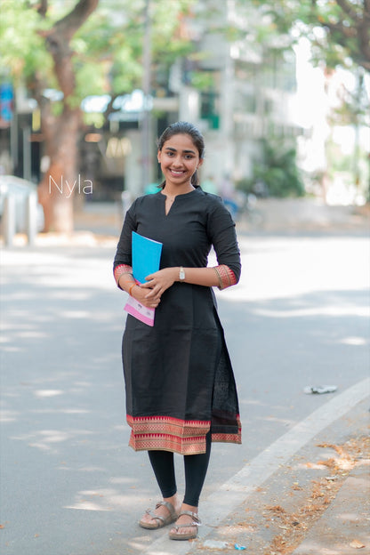 Elegant handblock cotton Kurti with 3/4th sleeves
