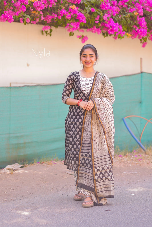 NY 412 Elegant Chanderi Silk Kurti with 3/4th sleeves